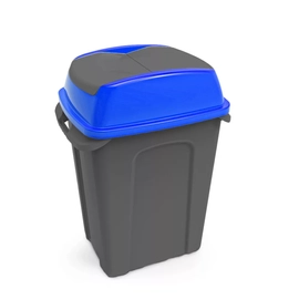 Hippo billenőfedeles szelektív  hulladékgyűjtő, műanyag, antracit/kék, 50 literes