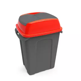 Hippo billenőfedeles szelektív  hulladékgyűjtő, műanyag, antracit/piros, 50 literes