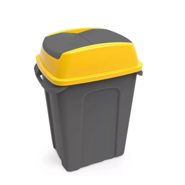 Hippo billenőfedeles szelektív  hulladékgyűjtő, műanyag, antracit/sárga, 70 literes