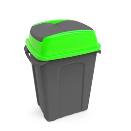 Hippo billenőfedeles szelektív  hulladékgyűjtő, műanyag, antracit/zöld, 50 literes