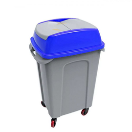 Hippo billenőfedeles szelektív  hulladékgyűjtő, műanyag, szürke/kék, 70 literes