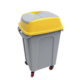 Hippo billenőfedeles szelektív  hulladékgyűjtő, műanyag, szürke/sárga, 50 literes