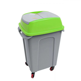 Hippo billenőfedeles szelektív  hulladékgyűjtő, műanyag, szürke/zöld, 50 literes
