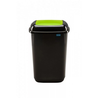 Plafor Quatro rugós billenőfedeles hulladékgyűjtő, fekete/zöld, 45 literes
