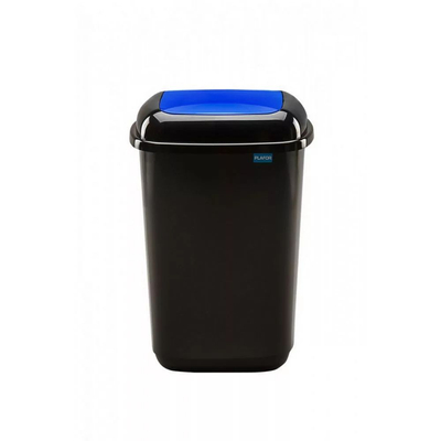 Plafor Quatro rugós billenőfedeles hulladékgyűjtő, fekete/kék, 45 literes
