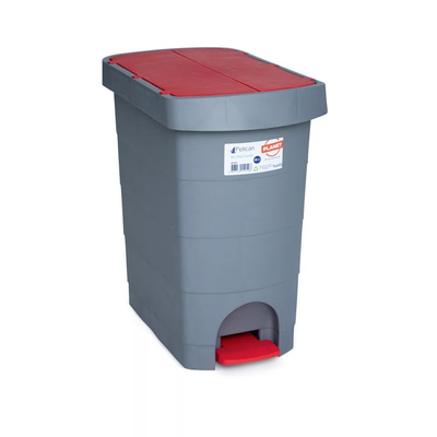 Kép 1/2 - Pelikán Slim hulladékgyűjtő, pedálos, piros fedéllel, 60 literes 