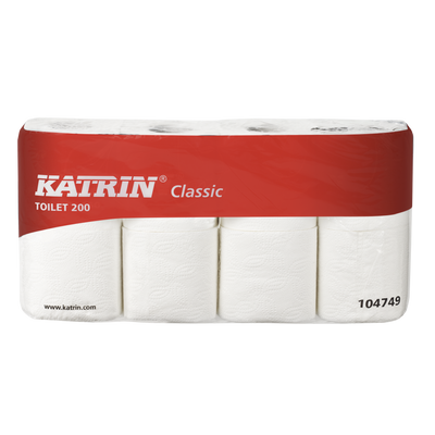 KATRIN TOTI Classic 200 toalettpapír, 2 rétegű, fehér (8 tekercs/csomag)