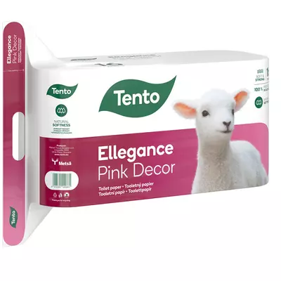 Kép 2/3 - TENTO Ellegance Pink Decor toalettpapír, 3 rt., 150 lap, 16 tek./csomag