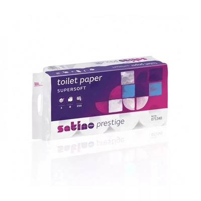 Kép 1/2 - Wepa Satino Prestige toalettpapír, 3 rétegű, fehér, 8 tekercs/csomag