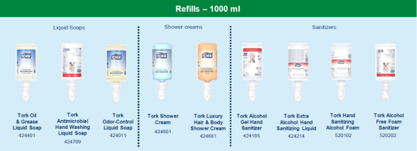 1000 ml-es Tork utántöltő szappan patronok